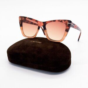 NEW TOM FORD SUNGLASSES POPPY-02 TF846 56T CAT EYE HAVANA WOMEN FT0846/S